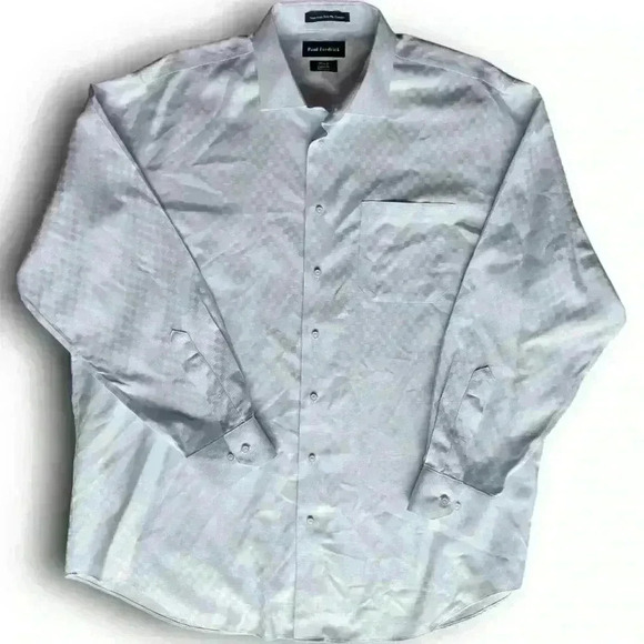 Checkered Blue Classic Dress Shirt 17.5 x 32 Non-Iron Two Ply 100% Cotton Button - Picture 1 of 7